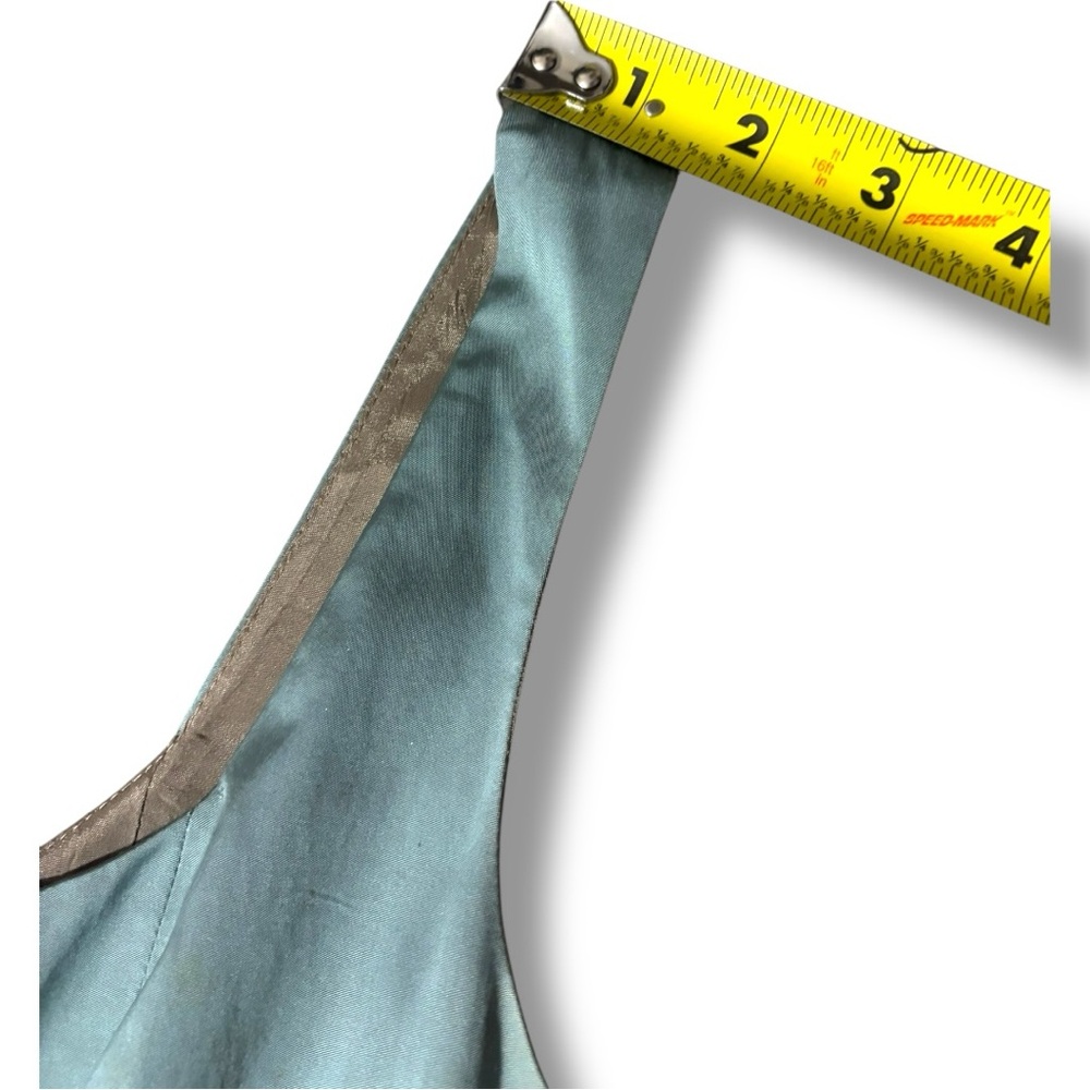 Ann Louise Roswald UK 12 Stylish Light Teal Empire Waist Sleeveless Satin Dress - Picture 11 of 16